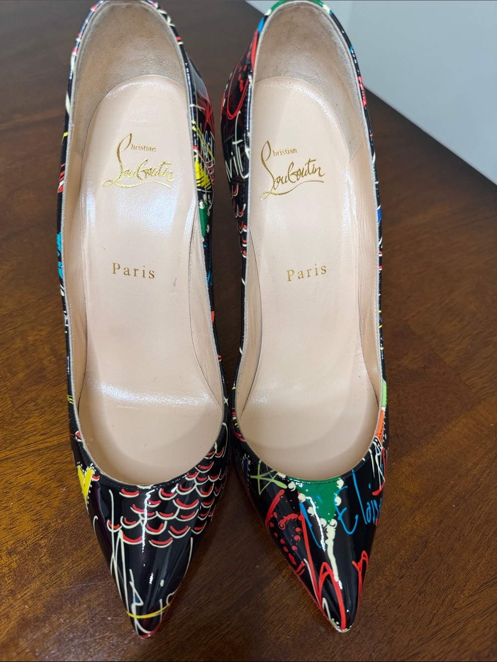 Christian Louboutin Black Multicolor Graffiti Patent Pumps - Picture 2 of 3